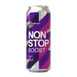 Napój energetyzujący gazowany o smaku ananasowym z dodatkiem tauryny, kofeiny i witamin. Pasteryzowany.  "Non stop boost" 500 ml