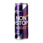 Napój energetyzujący gazowany o smaku ananasowym z dodatkiem tauryny, kofeiny i witamin. Pasteryzowany.  "Non stop boost" 250 ml