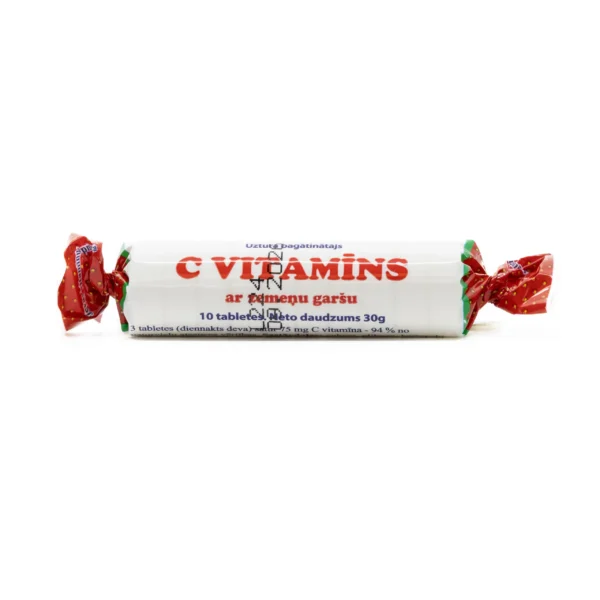 Tabletki z witaminą C o smaku truskawkowym  – Kijowska Fabryka Witamin, 30 g (10 tabletek)