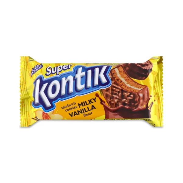 Ciastka o smaku waniliowo-mlecznym w polewie „Super-Kontik Milky Vanilla” – Kontik, 90 g