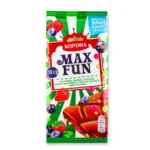 Czekolada mleczna „MaxFun” z kawałkami owocowo-jagodowymi o smaku truskawki Korona, 150 g