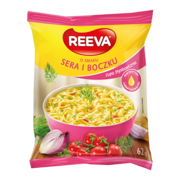 Zupa błyskawiczna o smaku sera i boczku – Reeva, 62 g